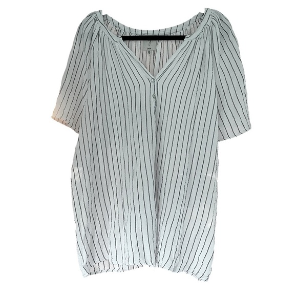 Joie White Striped Flutter Sleeve Top, 3X - Picture 2 of 10